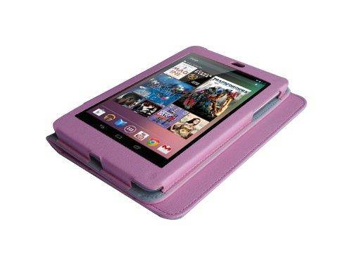 iShoppingdeals - Pink PU Leather Folio Cover Case and Anti-Glare Matte Screen Protector for ASUS Google Nexus 7 Tablet
