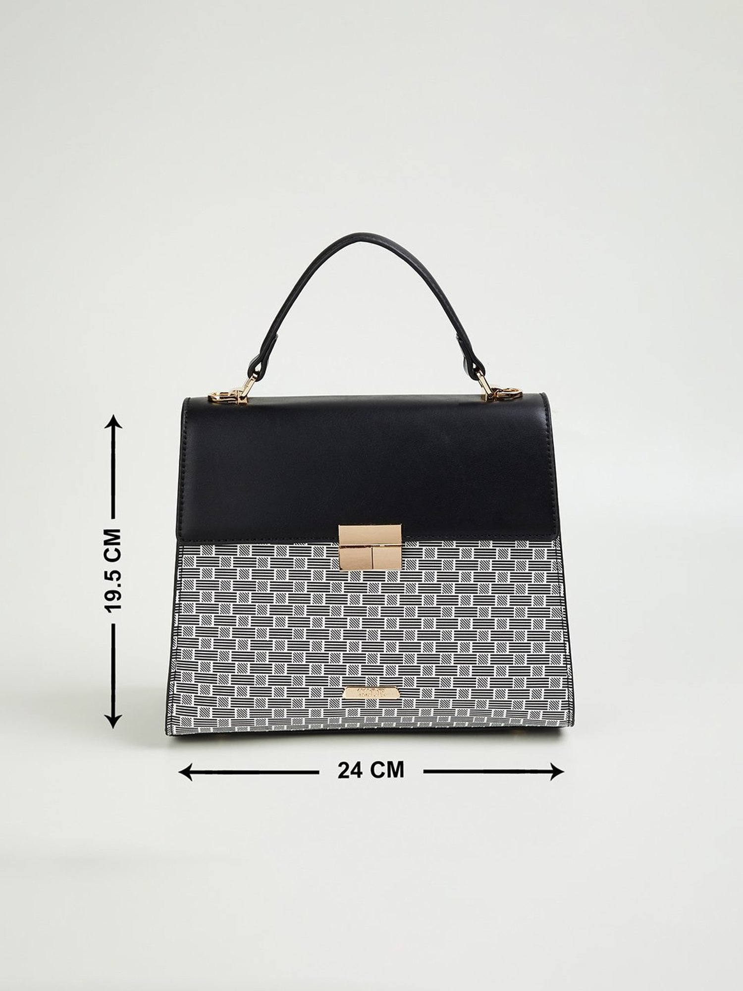 Code by Lifestyle Black Geometric Satchel Handbag