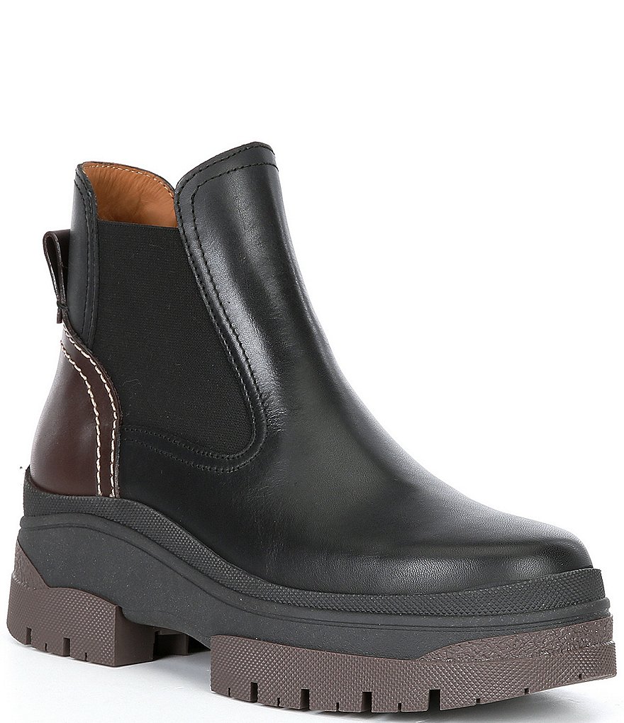 See by Chloe Calf Casside Leather Lug Sole Booties
