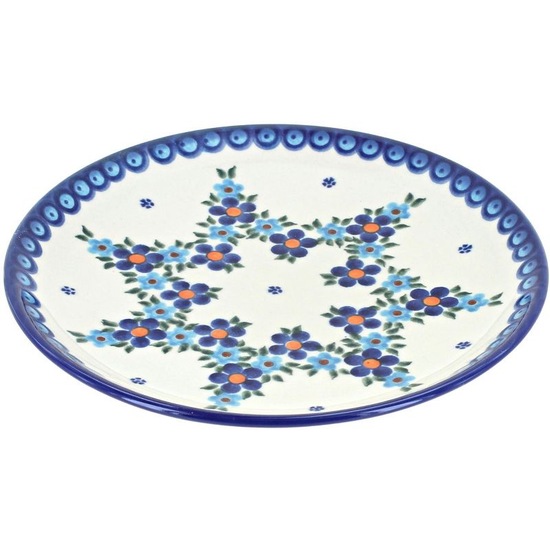 Blue Rose Polish Pottery Garland of Blue Dessert Plate