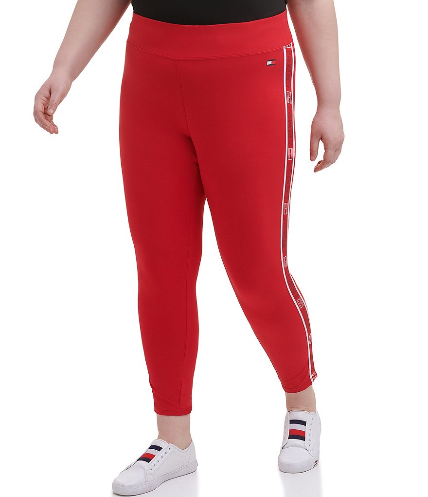 Intro Plus Size Splash Tie Dye Loop Strap Hem Detail 7/8 Ankle Pull-On Leggings