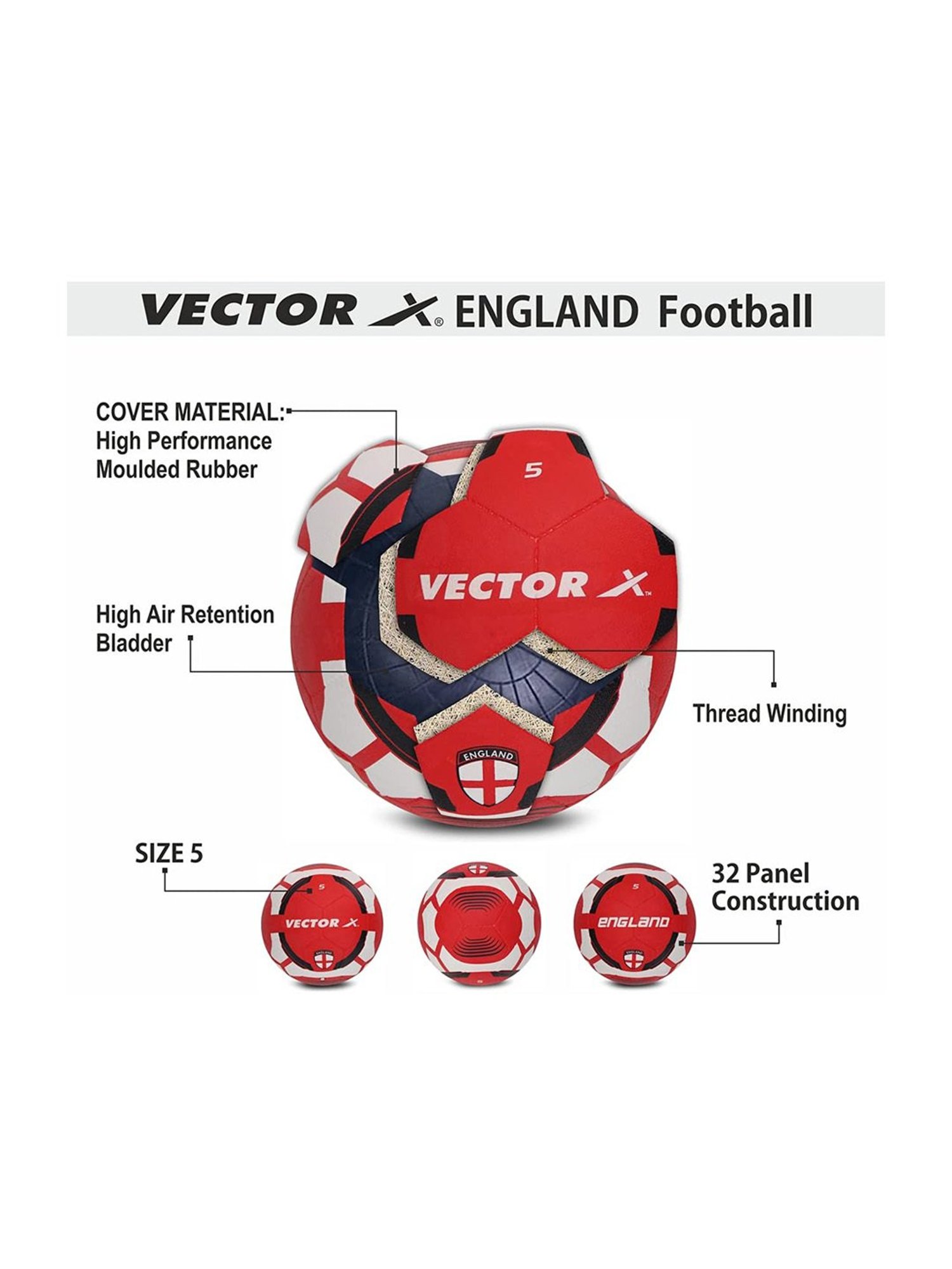 Vector X Red & White Football - Size 5