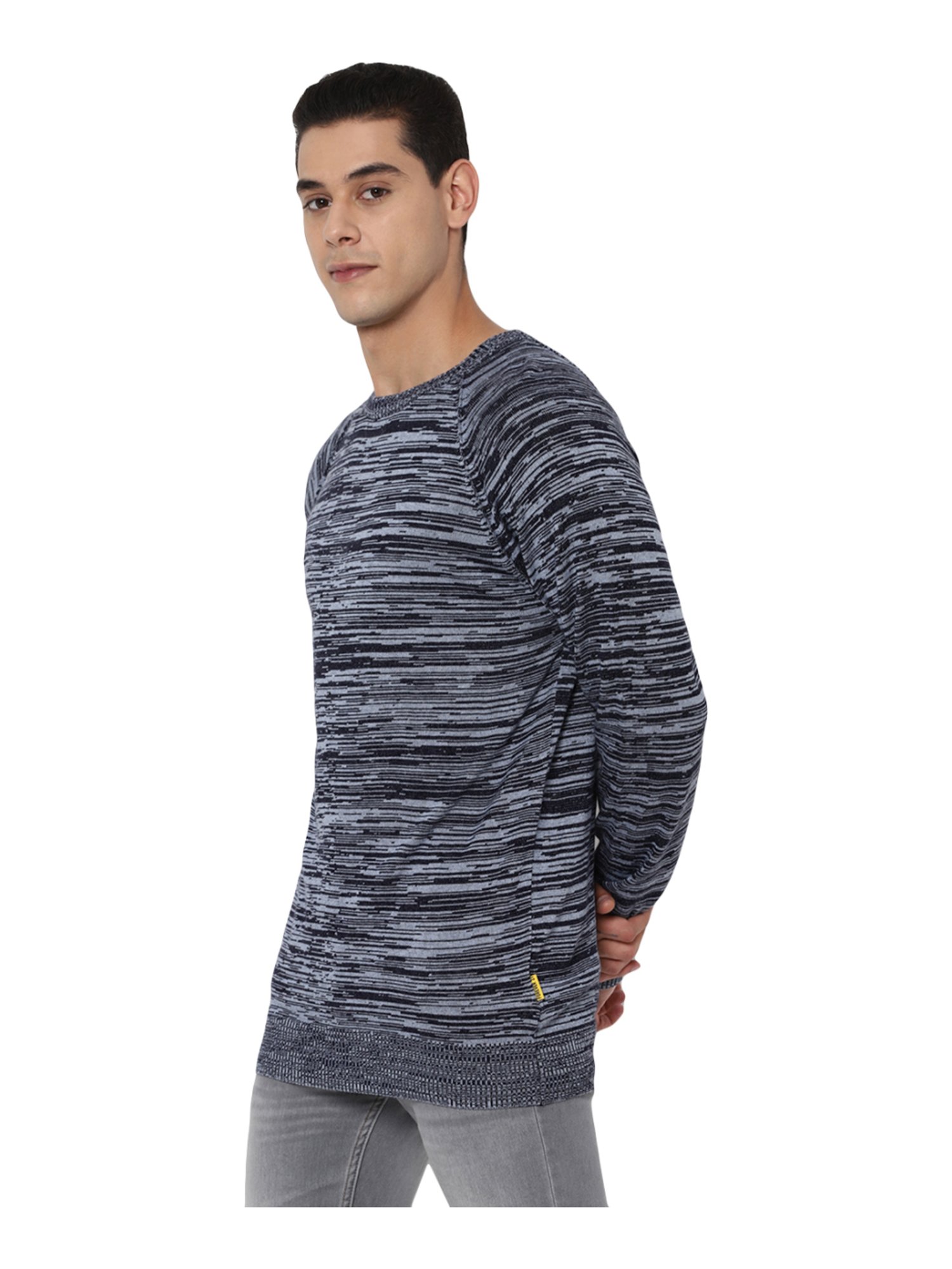 Forever 21 Blue Regular Fit Self Pattern Sweater