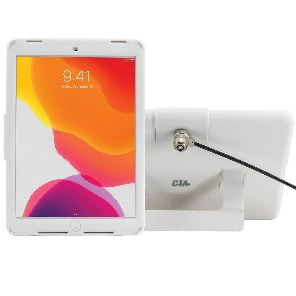 Cta Digital Inc. Pad-Scktw10 Security Case Kickstand And Anti-Theft Cable White