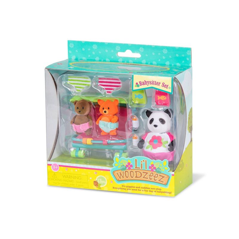Li'l Woodzeez Miniature Playset with Animal Figurines 13pc - Babysitter Set