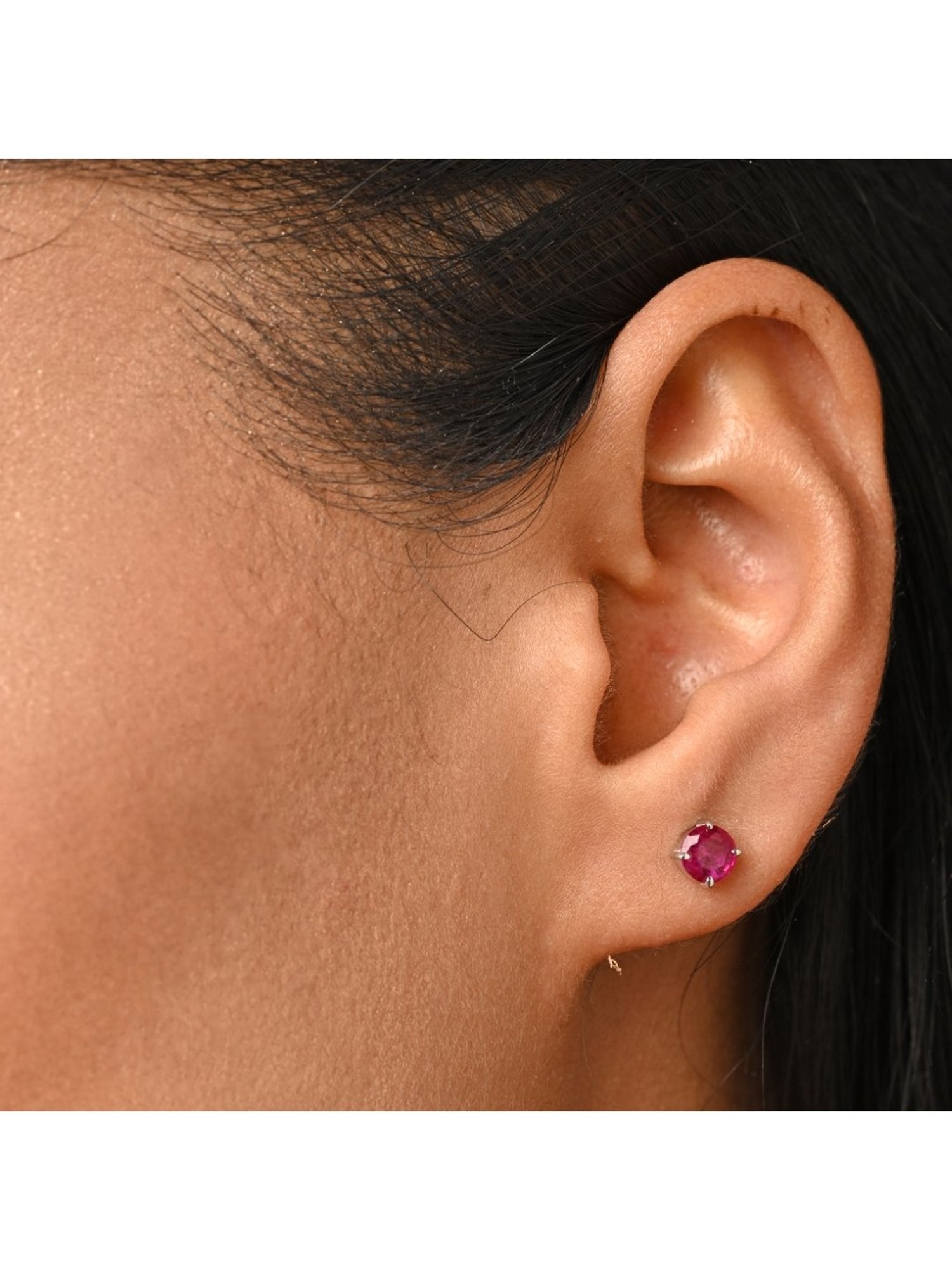 Clara 92.5 Sterling Silver Blood Red Minimal Daily Wear Stud Earrings for Kids Girls