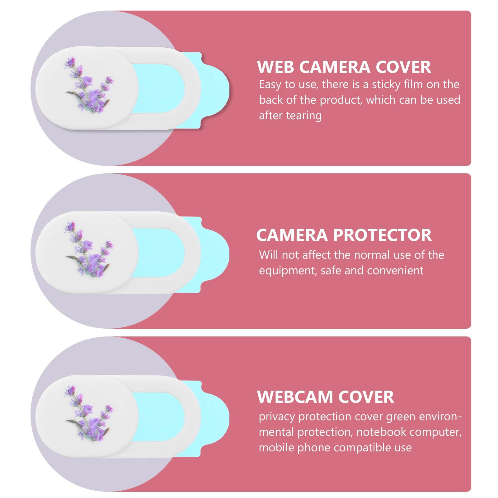 3pcs Webcam Protective Covers Webcam Cover Slide Privacy Protection Covers for Laptop Tablet