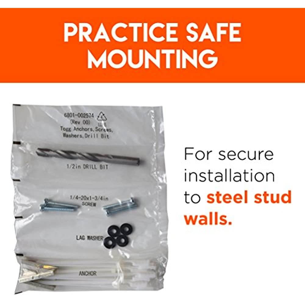 Steel Stud TV Mounting Kit For Tilt & Low Profile TV Mounts - Includes 4 Snaptoggle Anchors, Steel Drill Bit And TV Mounting Hardware