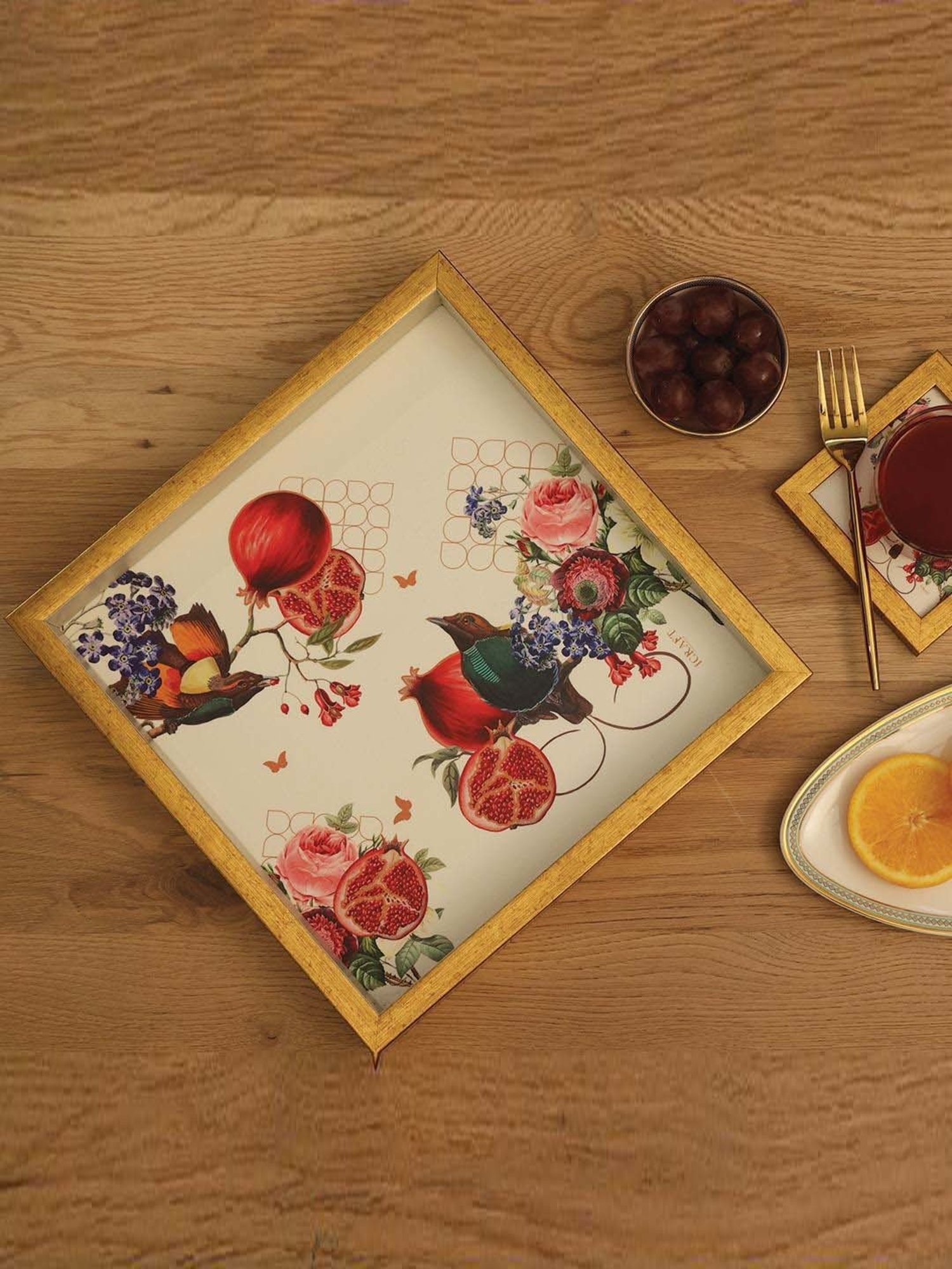 ICRAFT Multicolor Mdf Blossom Series Tray