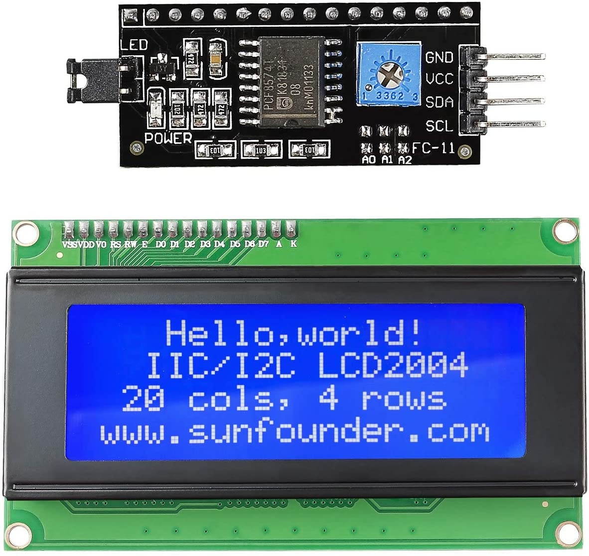 SunFounder IIC I2C TWI Serial 2004 20x4 LCD Module Shield for Arduino R3 Mega2560