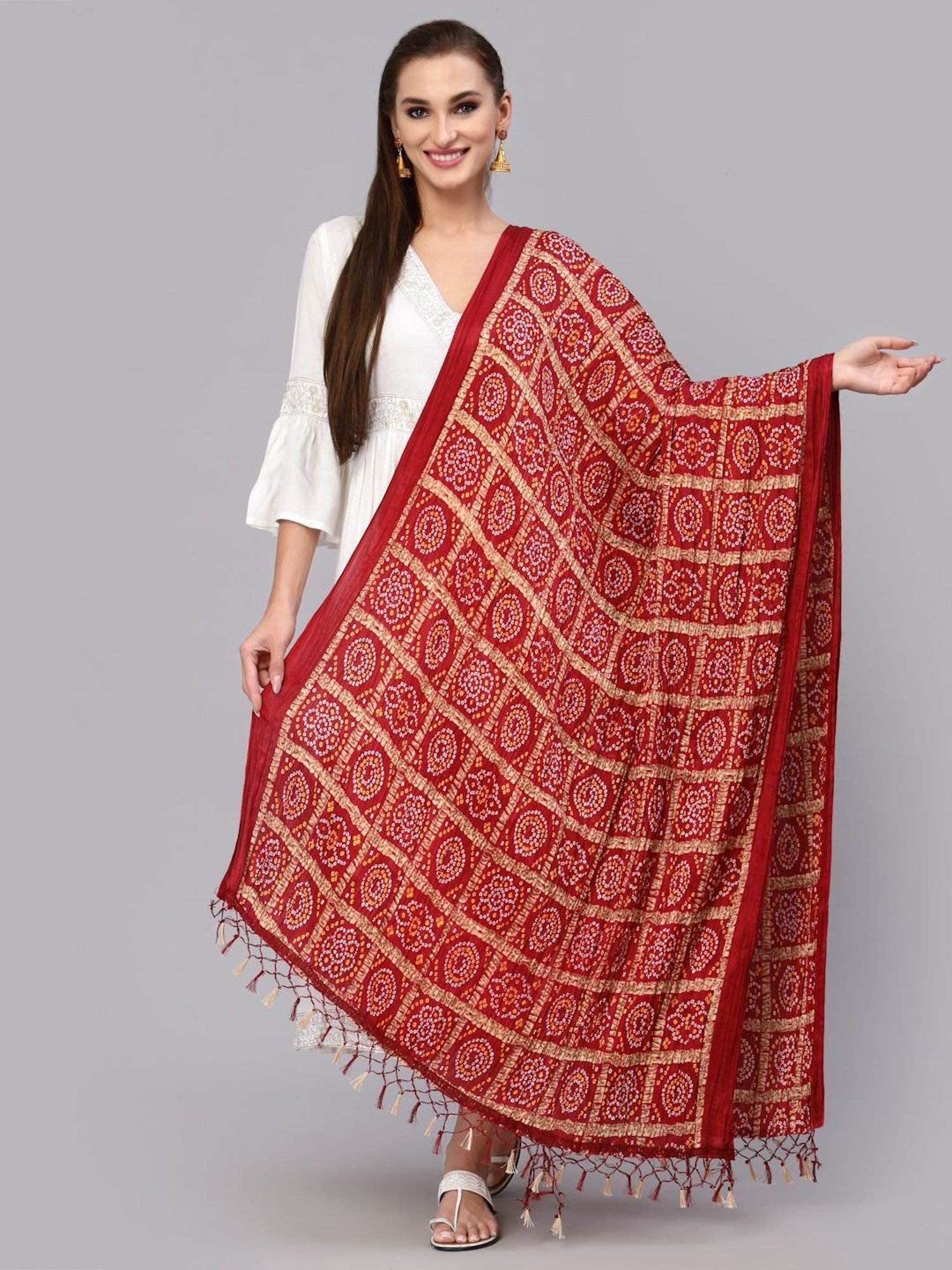 Stylum Red Printed Dupatta