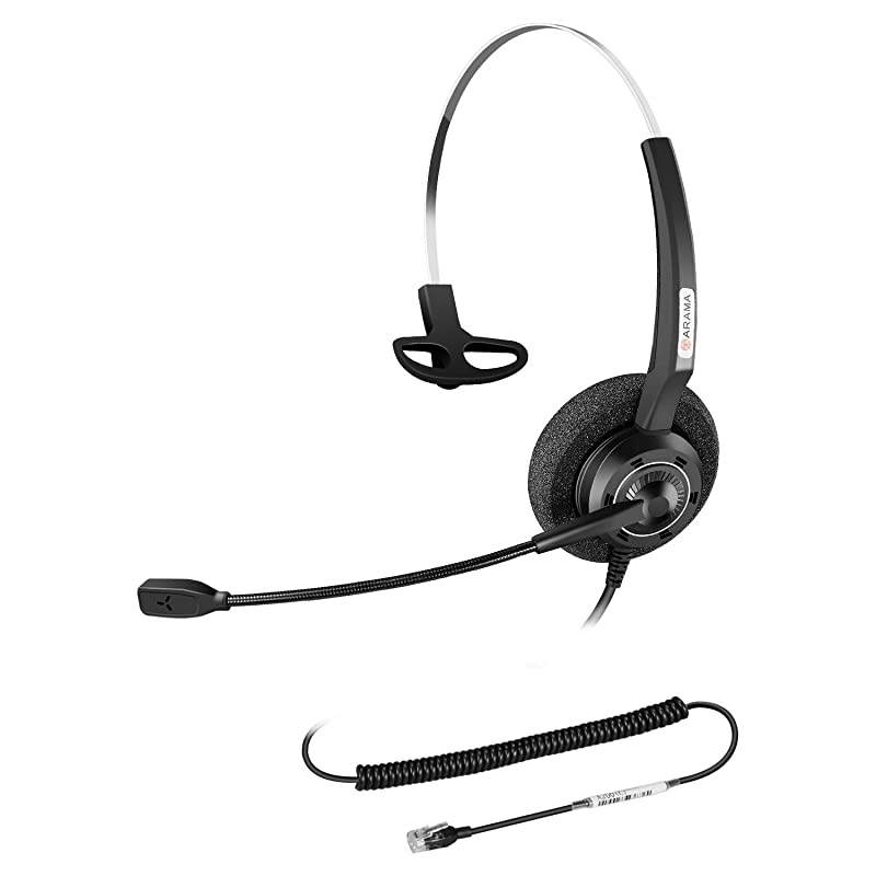 Phone Headset with Noise Canceling Mic for Yealink T19P T20P T21P T22P T26P T28P T23G T29G T32 T36 T38 T41P T41S T42S T46S T48S Avaya 1608 9608G 9611G 9640 Grandstream Phones