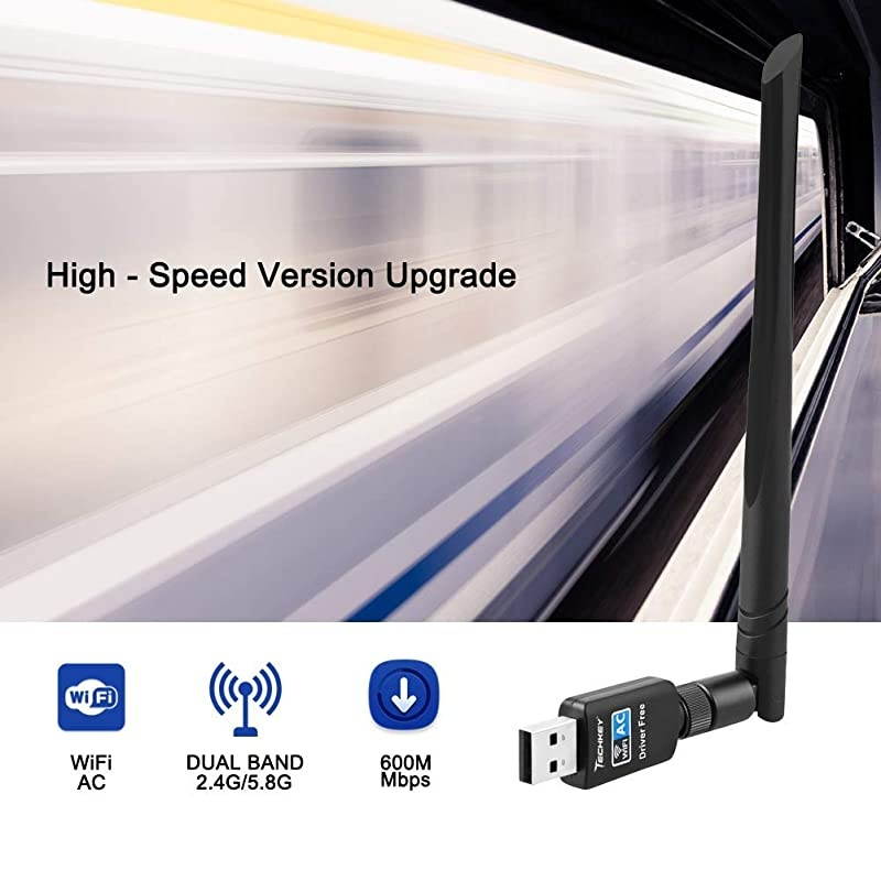 Wifi Adapter 600mbps, Wireless Usb Adapter Dual Band 2.42GHz/5.8GHz Lan Card 802.11ac Network Card for Desktop Laptop PC Support Windows 10 / 8.1 / 8 / 7 / XP / Vista