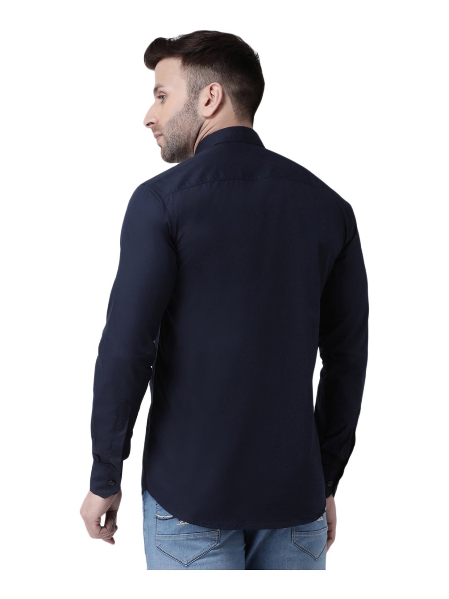 Hang Up Navy Cotton Slim Fit Shirt