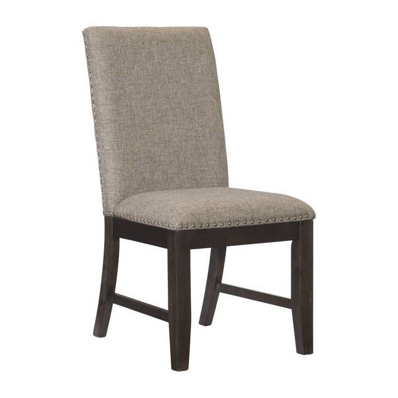 Fabric Padded Back Side Chair with Nailhead Trim Brown - Benzara