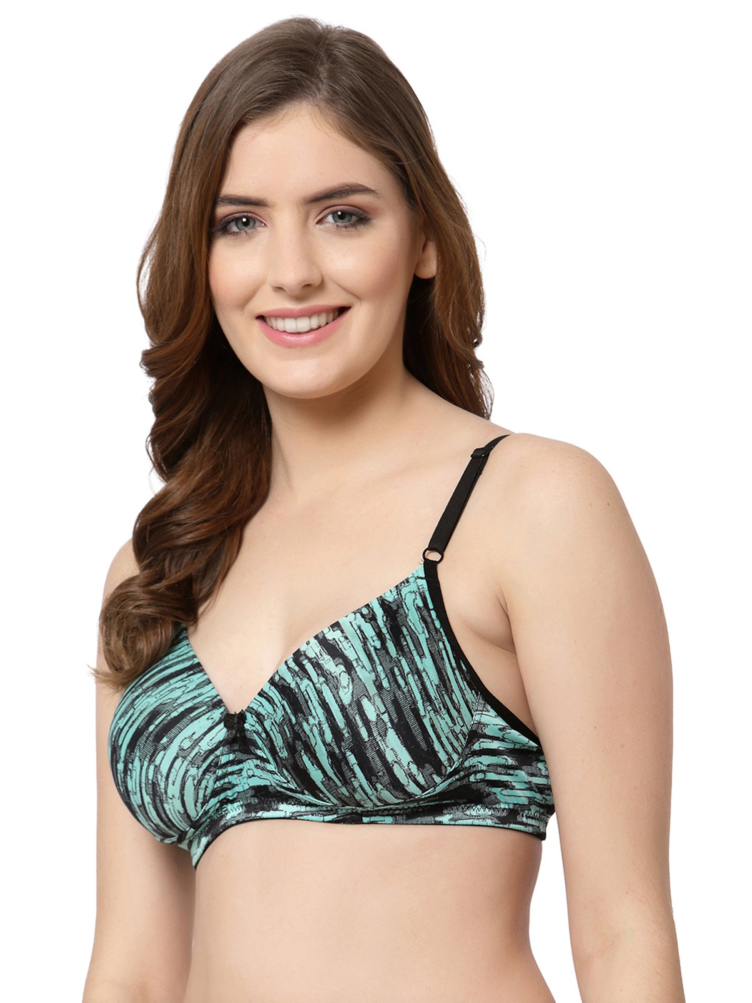 Cukoo Green & Black Full Coverage Padded Everyday Bra