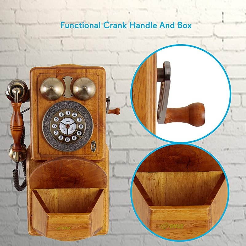 PRT45 Retro Antique Country Wall Phone Retail Packaging Wood