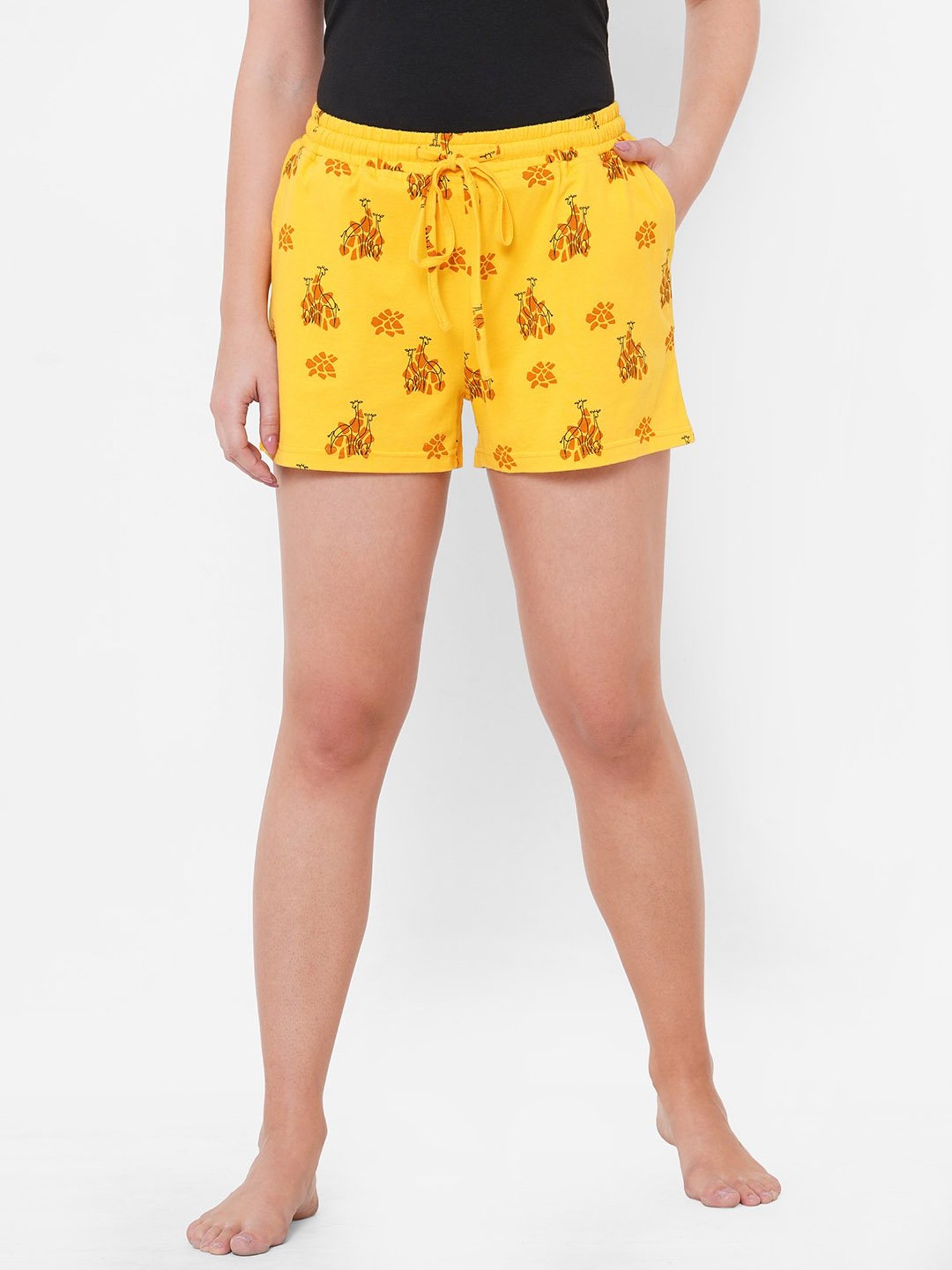 Mystere Paris Yellow Printed Shorts