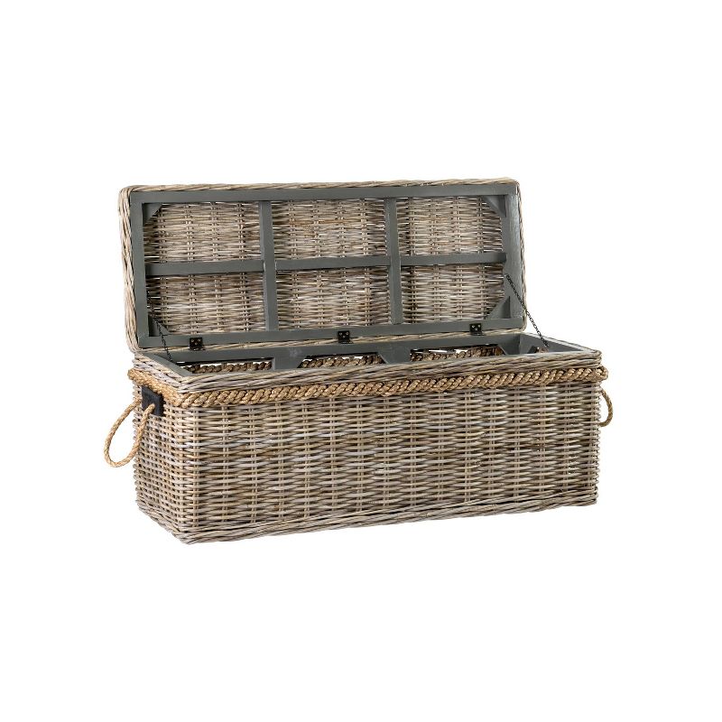 Zinnia Rattan Storage Bench Gray - East at Main