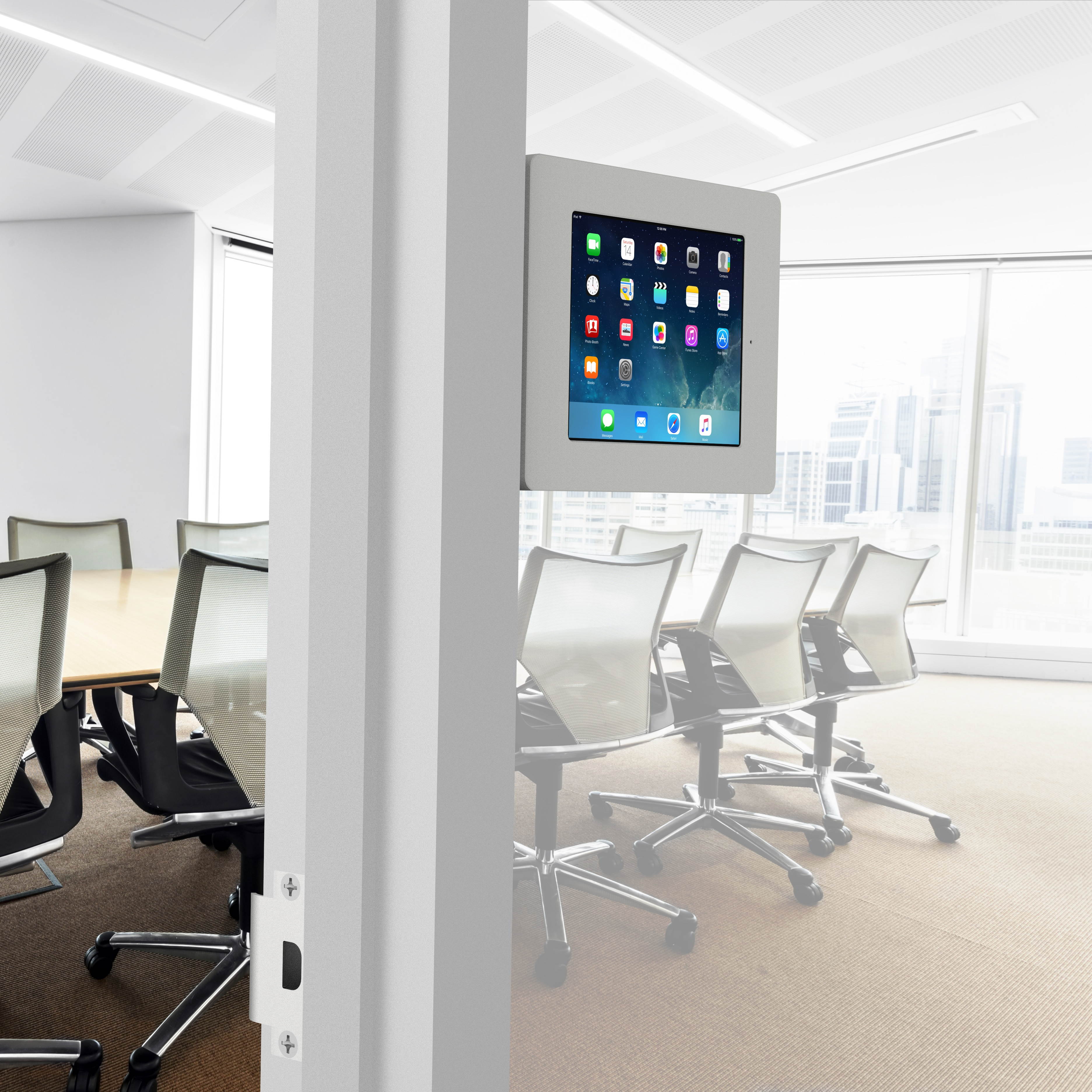 VidaMount Light Grey Home Button Covered Enclosure and Tilting Removable Glass Mount [Bundle] compatible with iPad 9.7 (5th / 6th Gen), Pro 9.7", Air 1/2