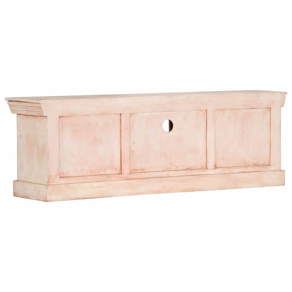 vidaXL Solid Mango Wood TV Cabinet White Lowboard Living Room TV unit Storage