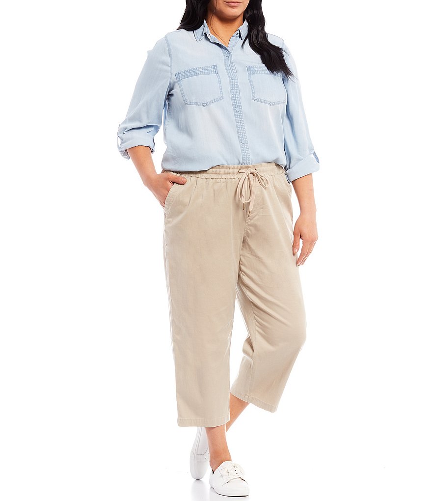 Intro Plus Size Relaxed Leg Drawstring Cropped Pants