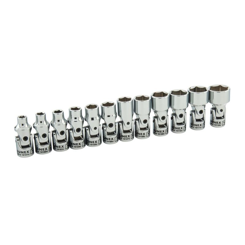 Sunex 19100U 12 Pc. 1/4 in. Drive Universal Socket Set-MM 6 Pt Rail