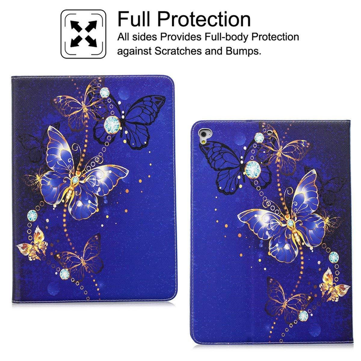iPad 9.7 2018/2017 Case, Newshine PU Leather Wallet Stand Case for New Apple iPad Education 2018 (A1893 A1954), iPad 9.7 2017 (A1822 A1823), iPad Pro 9.7 2016, iPad Air 2, iPad Air - Cobalt Butterfly