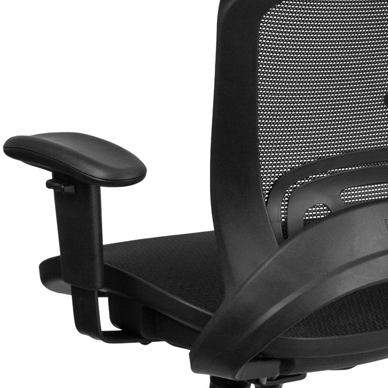 Emma and Oliver Mid-Back Transparent Black Mesh Swivel Office Chair with Adjustable Arms