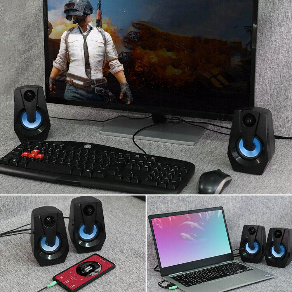 UKCOCO Computer Speakers, Stereo 2.0 USB Multimedia Speaker with Led/Volume Control Powered by USB,Gaming Speakers for PC Laptop Desktop Loudspeaker