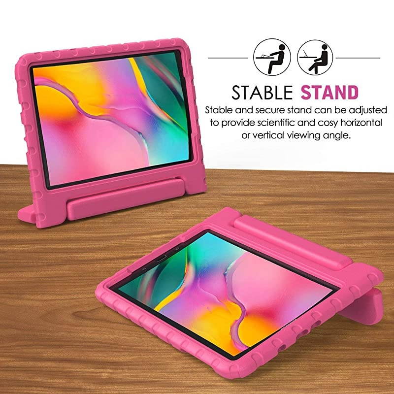 Kids Case for Samsung Galaxy Tab A 10.1 (2019) SM-T510/T515, Shockproof Light Weight Protective Convertible Handle Stand Kids Proof Case for Galaxy Tab A 10.1 Inch 2019 Release - Rose