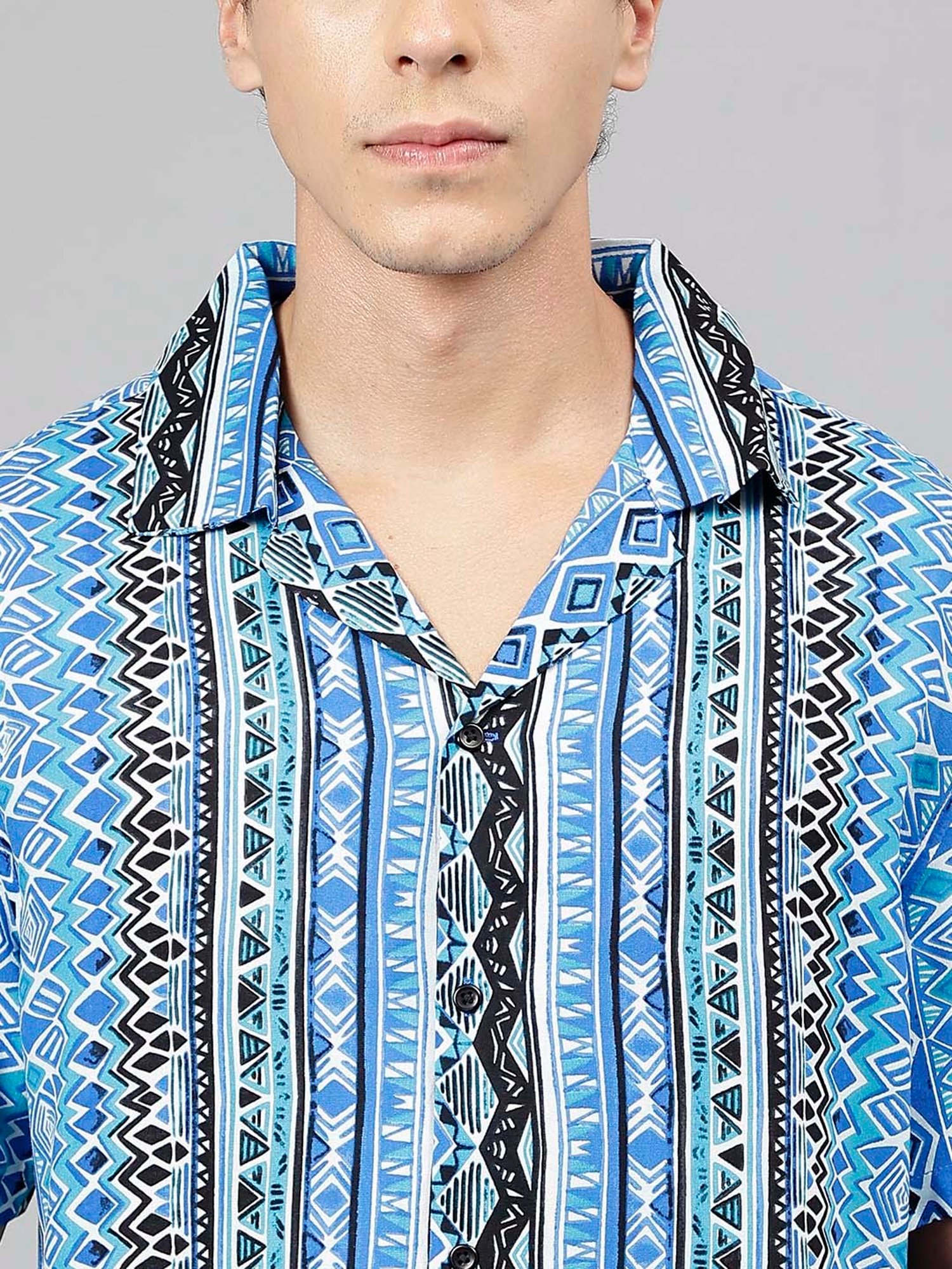 English Navy Blue Relaxed Fit Printed Shirt