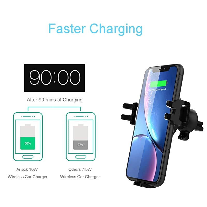 10W Wireless Car Charger Mount,  Air Vent Universal Phone Holder Fast Charging Compatible with iPhone 12/12Pro/11/11 Pro/11 Pro Max/XR/XS/XS Max/X/8/8 Plus, Samsung Galaxy S Series and Note