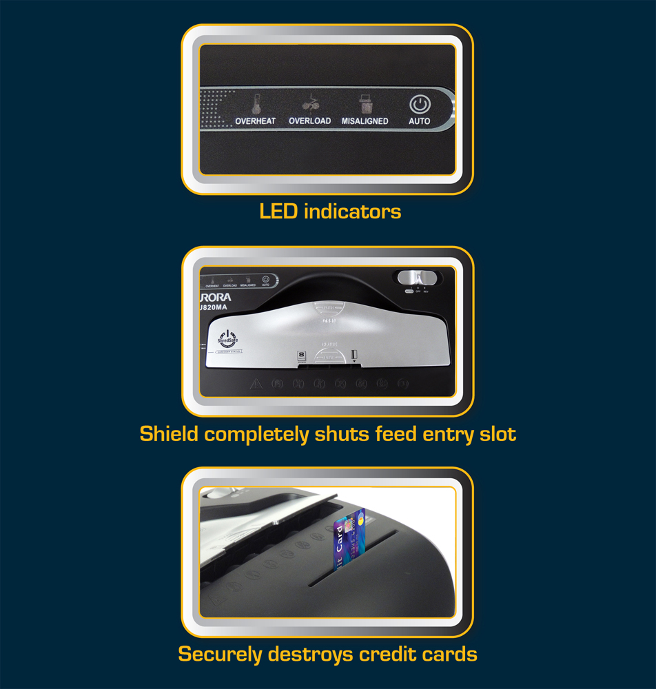 Aurora High Security AU820MA 8-Sheet Professional MicroCut Paper/ Credit Card/ CD Shredder