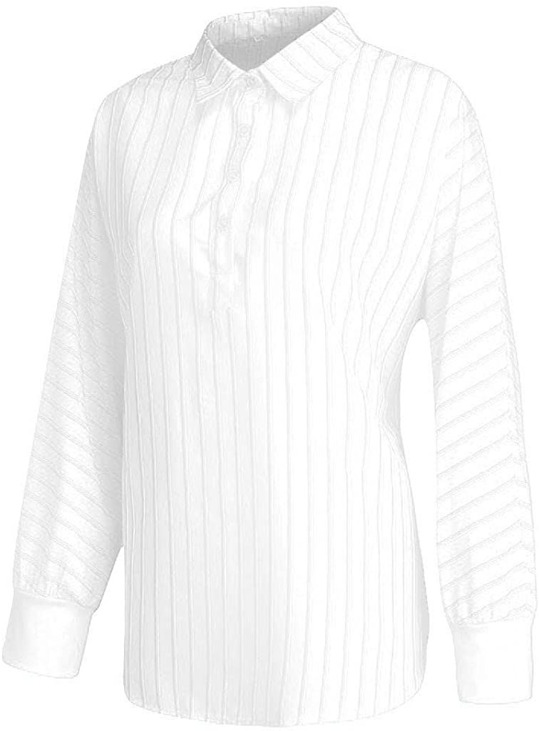 Startview Women Loose Casual Striped Shirt Button Lapel Long Sleeve Shirt Top Blouse Summer Fashion