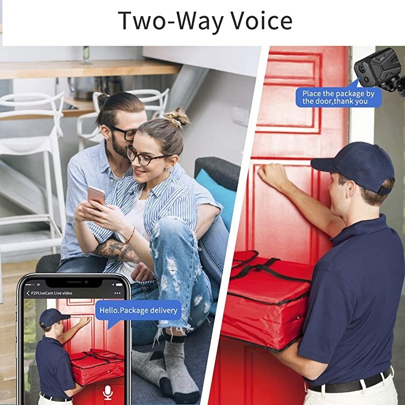 Mini WiFi Spy Camera Wireless Rechargeable Battery Powered WiFi Camera with HD 1080P 2Way Audio PIR Motion DetectionNight Vision AndroidiOS App