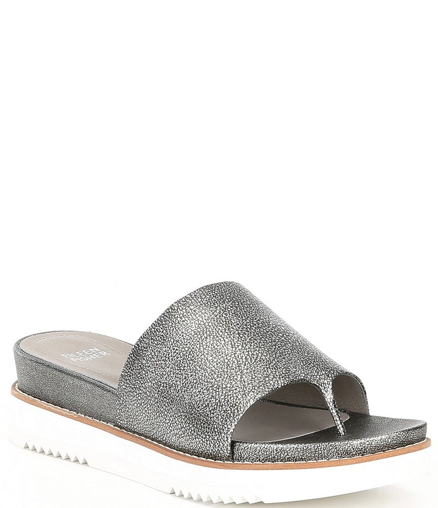 Eileen Fisher Touch Metallic Leather Sport Slides