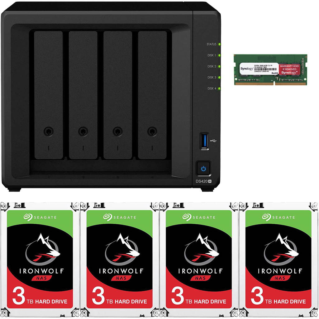 Synology DS420+ DiskStation with 2GB RAM and 48TB (4 x 12TB) of Seagate Ironwolf NAS Drives Fully Assembled and Tested By CustomTechSales