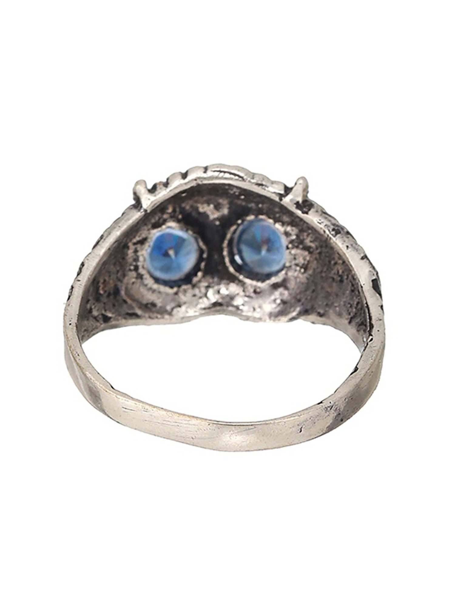Bold by Priyaasi Blue-Eyed Owl Blue Casual Ring for Men