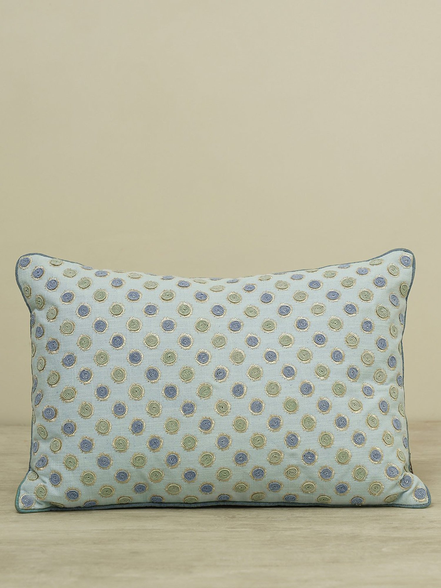 Pure Home and Living Blue Cotton Embroidery Cushion Covers