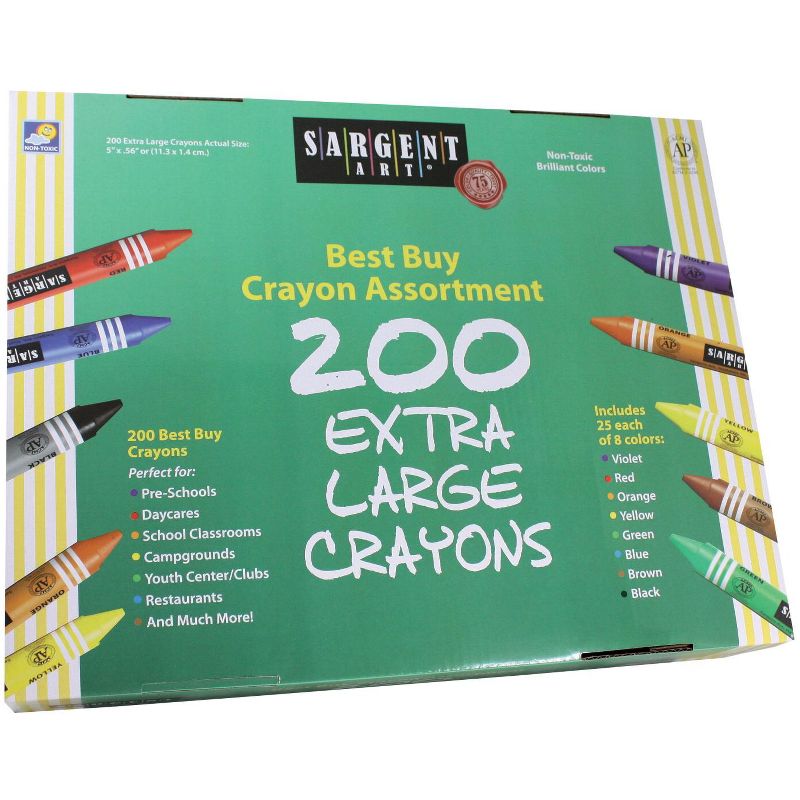 Sargent Art Jumbo Non-Toxic Crayon Set, Assorted Color, set of 200
