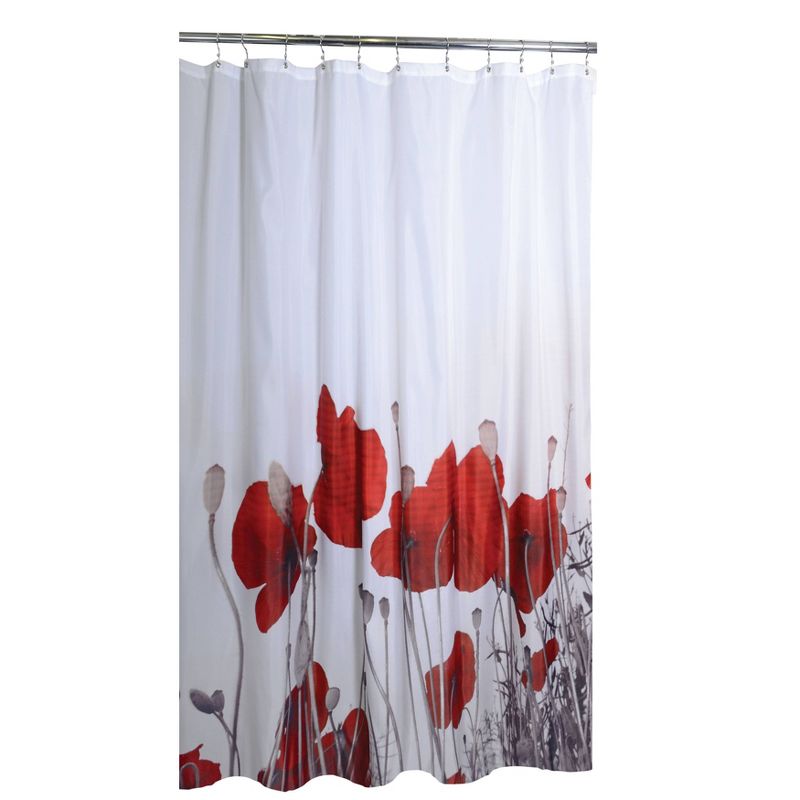 Poppy Fields Shower Curtain Red/White - Moda at Home
