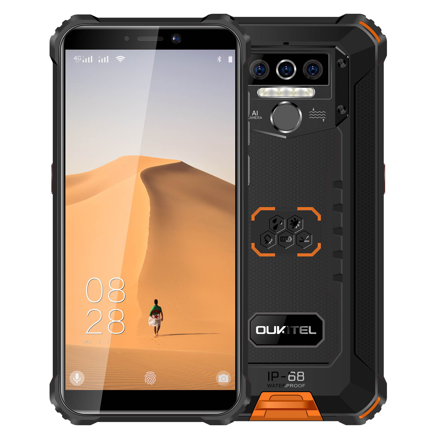 OUKITEL WP5 Rugged Cell Phones Unlocked Android 9 Smartphone 8000mAh Battery Triple Camera 4 LED Flashlights 4GB+32GB IP68 Waterproof 5.5 HD+4G Dual SIM Phone Face/Fingerprint ID
