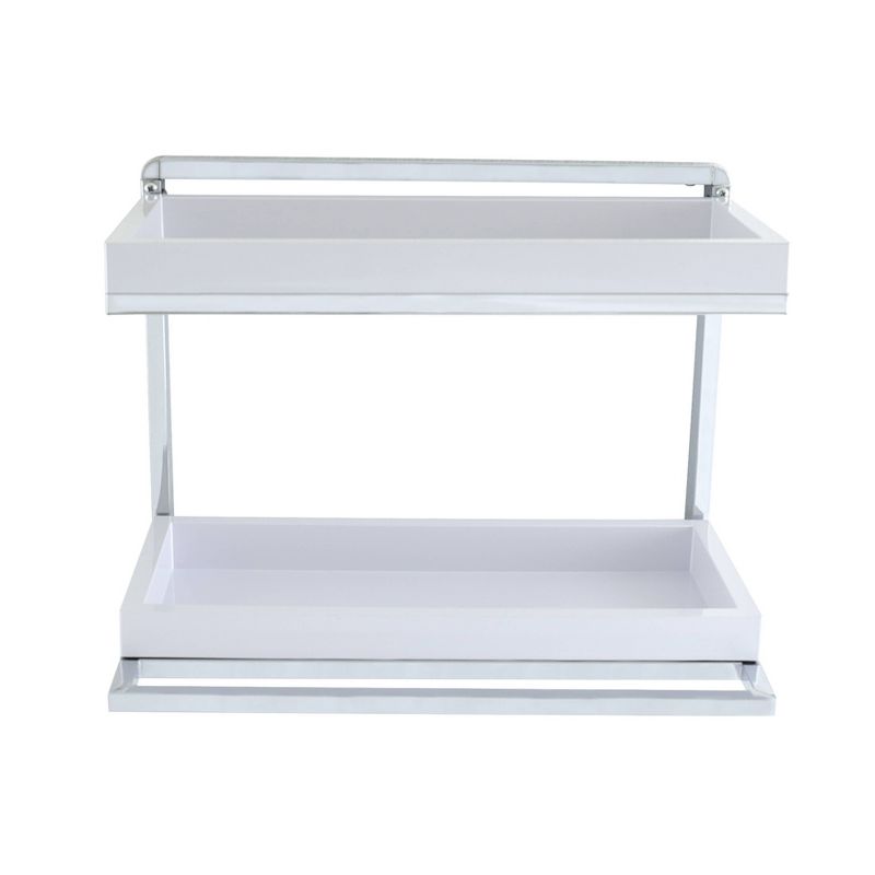 2 Tier Wall Mount Shelving Unit with Towel Rack and Trays Chrome/White - Danya B.