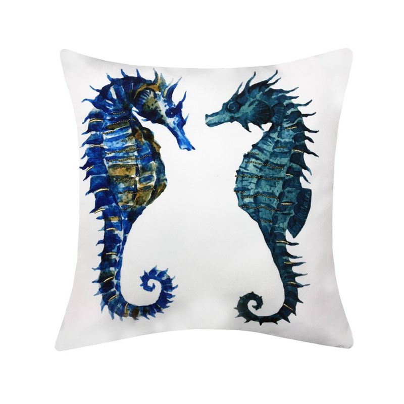 2pk Printed Seahorse Patio Throw Pillow - Edie@Home