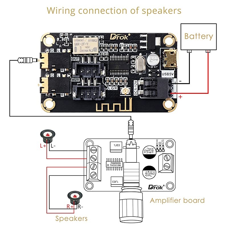 Bluetooth Board  Audio Receiver Bluetooth Module DC 5V24V 12v Portable Wireless Electronics Stereo Music Receive Circuit Chip with Micro USB Port for Headphone Speaker Home Sound System DIY