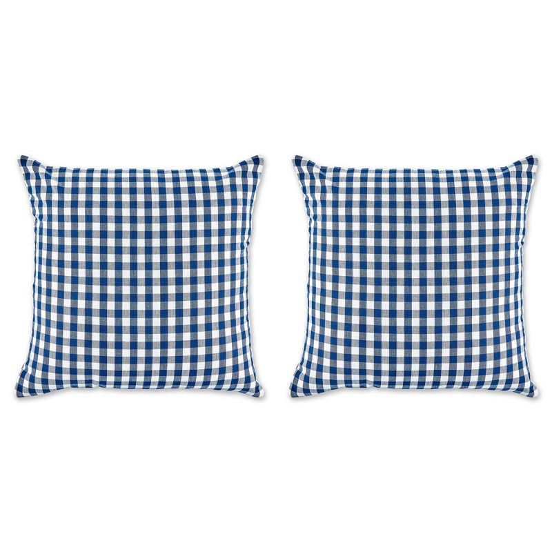 2pk 20"x20" Oversize Gingham Square Throw Pillows Navy/Off White - Design Imports