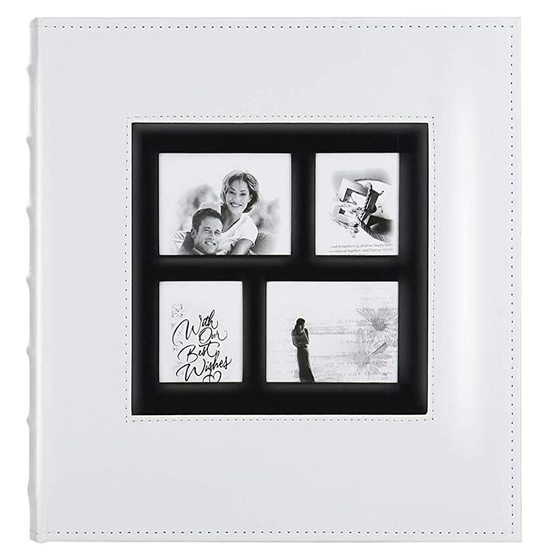 Photo Picutre Album 4x6 500 Photos, Extra Large Capacity Leather Cover Wedding Family Photo Albums Holds 500 Horizontal and Vertical 4x6 Photos with Black Pages (White)