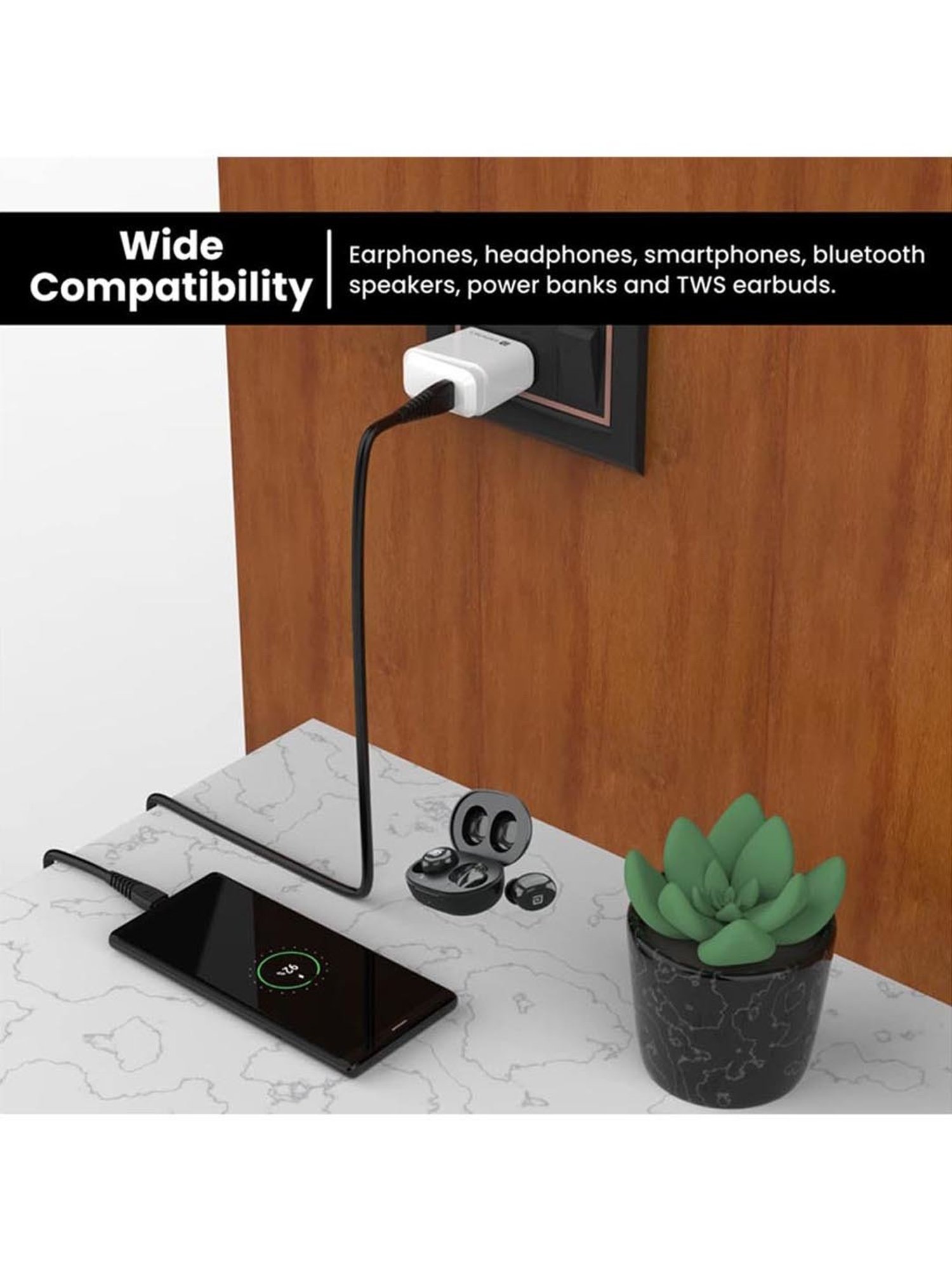 Portronics Adapto 40 M 18W Quick Charge Mobile Charger with Smart Protection Chip (White)