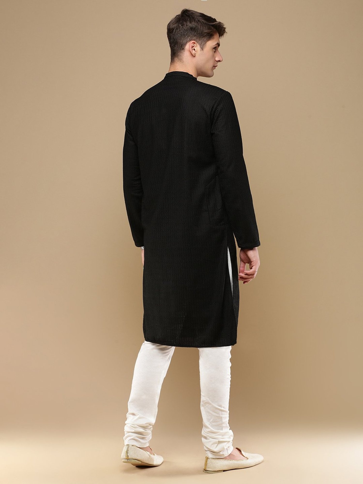 Sanwara Black & White Regular Fit Chikankari Kurta & Churidar Set